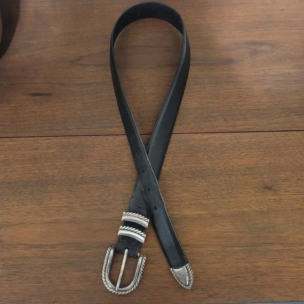Brighton Leather and Silver Belt Sz M